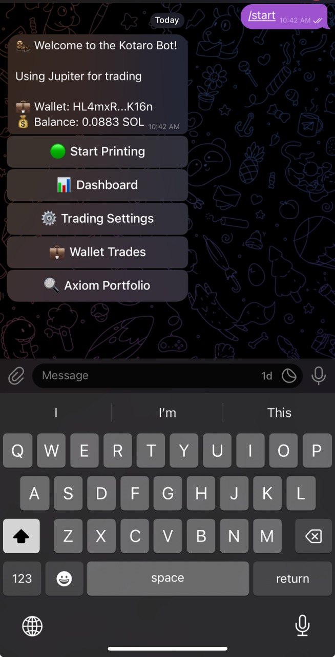 Kotaro Bot in Telegram — early version of OtterX